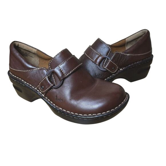 BOC Born Concepts Ansen Brown Leather Buckle Clogs EUC Sz 7 Y2K Slip On Mules - Picture 1 of 12